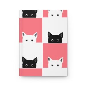 Cute Black Pink Cat Hardcover Journal