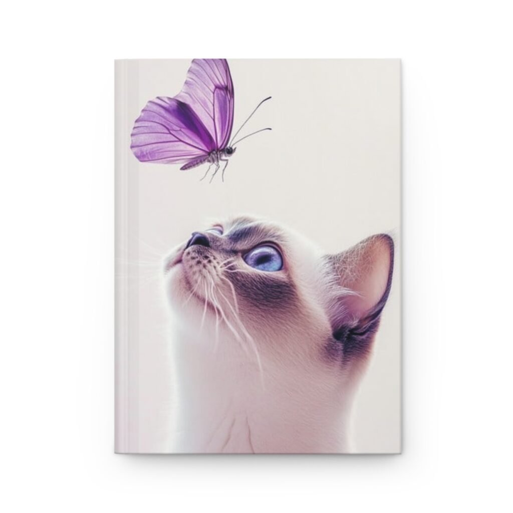Cat and butterfly Hardcover Journal